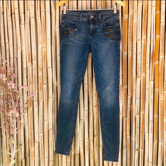 LEVEL99 Dark Rinse Zipper Moto Skinny Jeans 26 - Picture 5 of 6